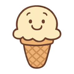 Cute smiling ice cream cone vector