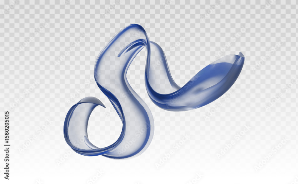 Poster glass ribbon with 3d liquid shape and abstract fluid background. gradient element blends transparent