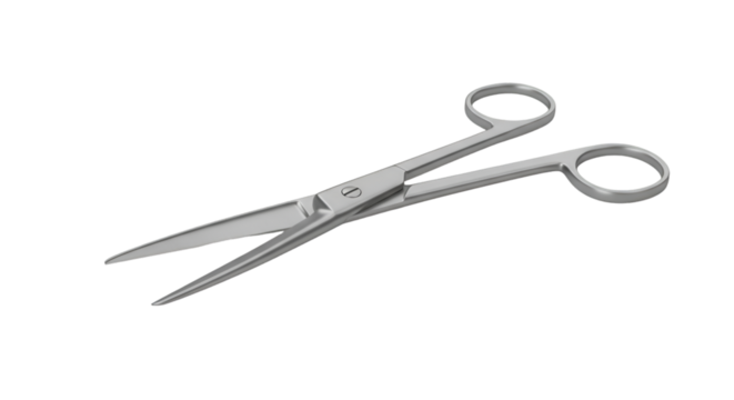 Illustration Surgical Scissors Steel Sharp Instrument on Transparent Background