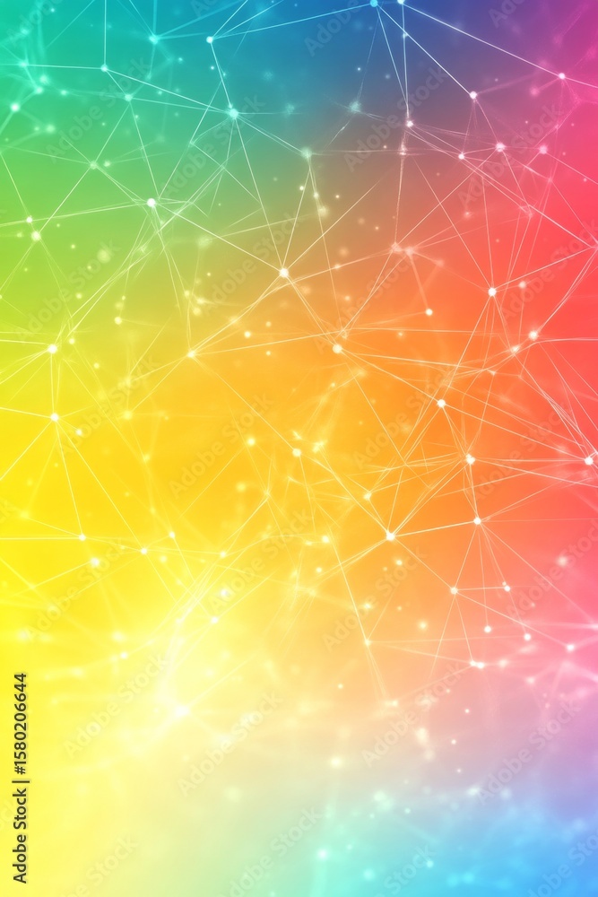 Poster vibrant network connectivity illustration with a colorful mesh representing the data information age