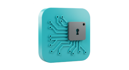 Isolated 3d Icon of Cybersecurity Lock Data Technology Protection