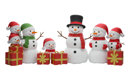Illustration Snowman with Gift in Red Holiday Festive Christmas Winter