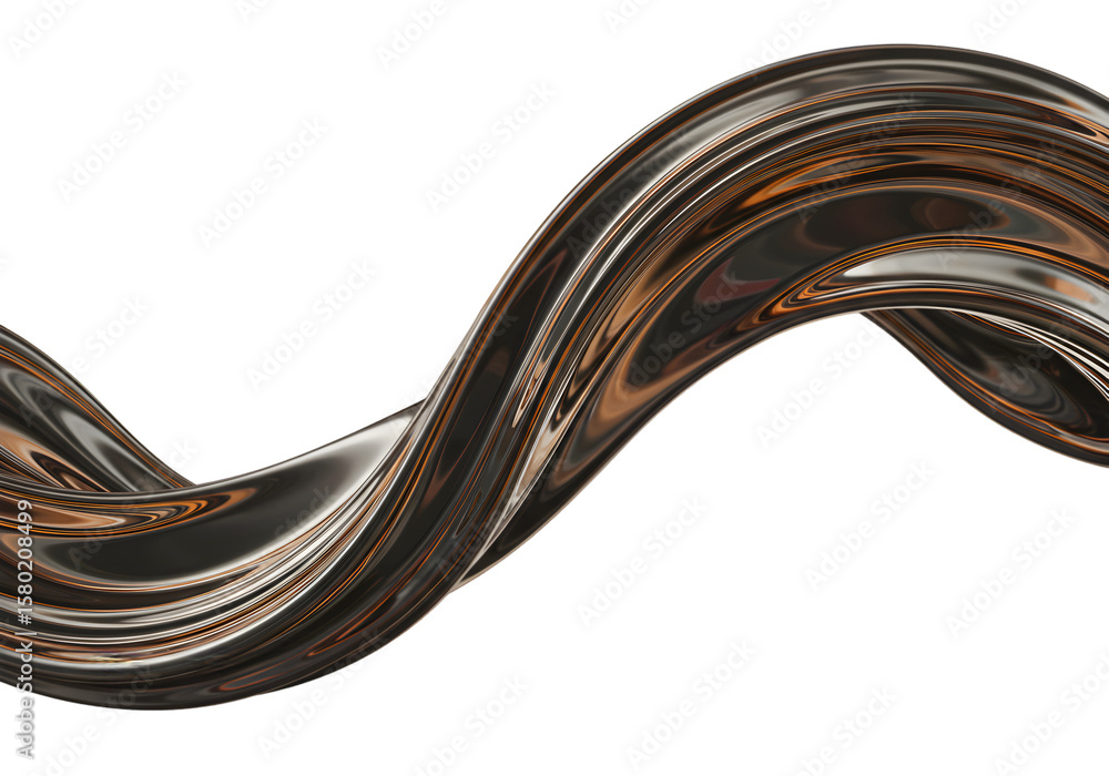 Fototapete abstract metallic curve isolated background with smooth shiny flow