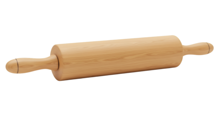 Illustration of Wooden Rolling Pin Baking Tool Isolated On Transparent
