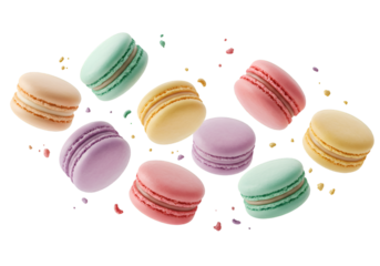 Isolated Macarons Assortment Delicious Baked Background Sweetness Colorful