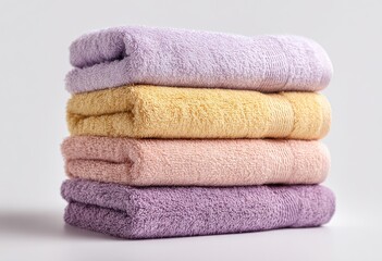 Stack of folded towels in pastel colors (2)