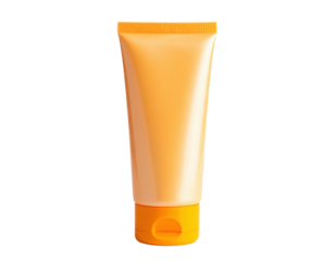 Orange cosmetic tube container for skincare cream or lotion with squeeze cap design