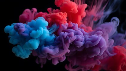 Obraz premium Colorful blue and red Smoke Explosion on Black Background