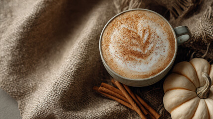 Enjoy the warmth of autumn with a pumpkin spice latte and cinnamon sticks