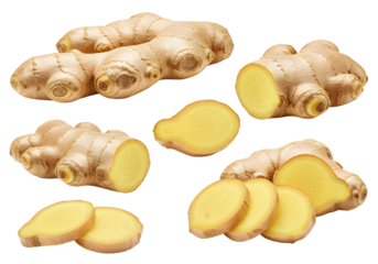 Isolated Macro Photo of Fresh Ginger Root Food Spice Transparent PNG