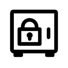 Safe with a lock depicted as a secure container with locking mechanism for safeguarding valuables. Safe with a lock emphasizes protection from theft and damage.