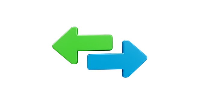 Isolated 3D Green Blue Arrow Exchange Symbol Transfer Loop Recycle