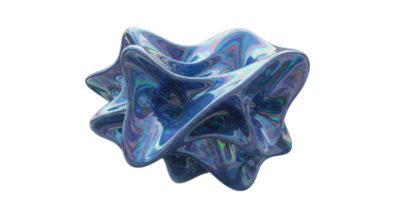 Iridescent Abstract 3D Shape Transparent Background Render