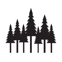Straight Line Of Pine And Fir Trees
