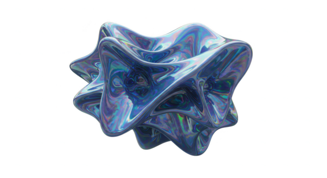 Iridescent Abstract 3D Shape Transparent Background Render