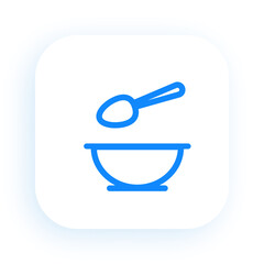Bowl with Spoon Simple Line Drawing Style