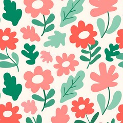 A whimsical spring garden, blooming with joy and vibrant coral flowers