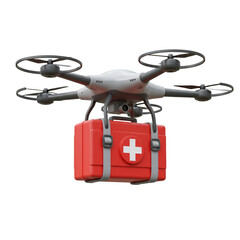 Illustration of Medical Aid Drone Delivering First Aid On Transparent
