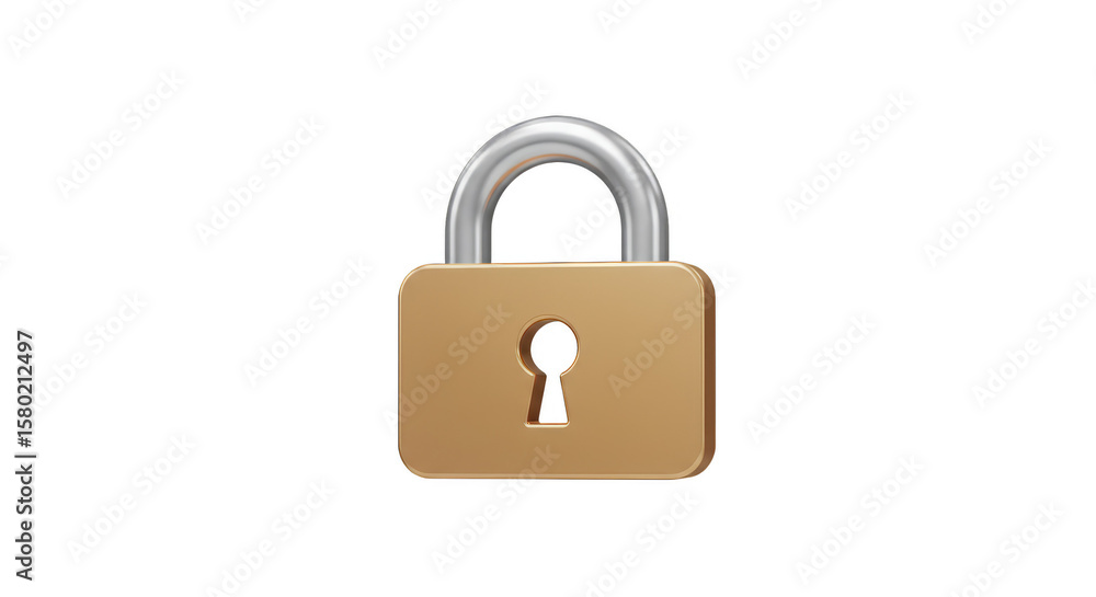 Poster isolated 3d golden padlock security protection safety access secure