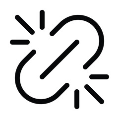 Outline broken link icon for error or disconnected URL