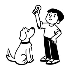 A hand drawn style icon showing clicker training  
