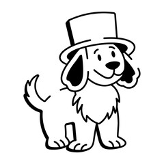 A drawing style icon representing pet hat  
