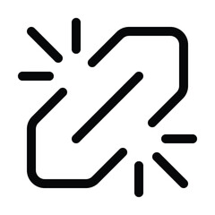 Outline broken link icon for error or disconnected URL