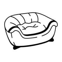 A sketchy style icon depicting dog bed  
