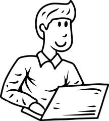 Male Student Working on Laptop