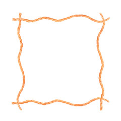 Hand-drawn watercolor square frame made of twisted marine rope, isolated on white. Nautical clipart border with wavy cord perfect for sea-themed designs, invitations, greeting cards and DIY projects.