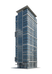 Fototapeta premium Isolated Modern Glass Skyscraper Architecture In Transparent Background