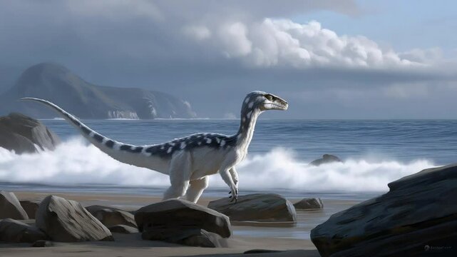 Experience a thrilling Cretaceous coastal adventure with Velociraptors at Rocky Beach.