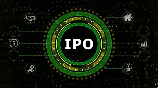 I P O Initial Public Offering Animation Futuristic Digital Interface H U D Financial Technology