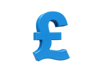 3d blue pound sterling symbol isolated on transparent background