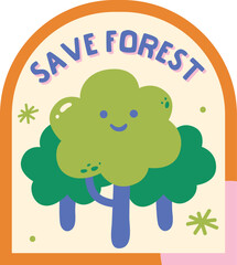 Save Forest Go Green Typography Vector Illustration
