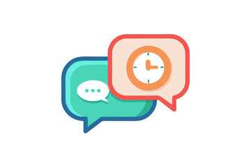 chat bubble reply arrow with small clock