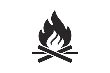black burning campfire logs fire icon