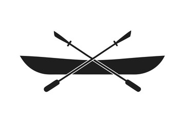 black kayak silhouette paddle water icon