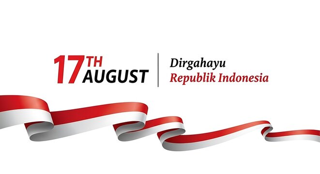 Indonesian Independence Day 17th August: Waving Flag Ribbon Design