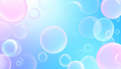 Floating Water Bubbles Background in Blue Liquid with pink and purple hues