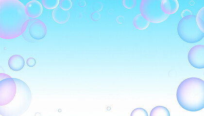 Floating Water Bubbles Background in Blue Liquid with pink and purple hues