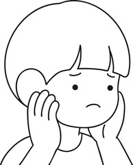 Introspective boy line drawing