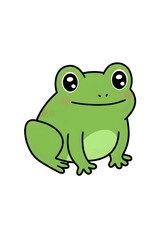 Fototapeta premium Illustration of Cute Green Frog Sitting with Transparent Background