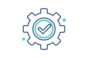 thin line icon gear check mark repair  