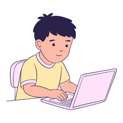 Children Kid School Education illustration Cartoon Open laptop 