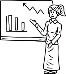 Female Teacher Explaining Bar Chart