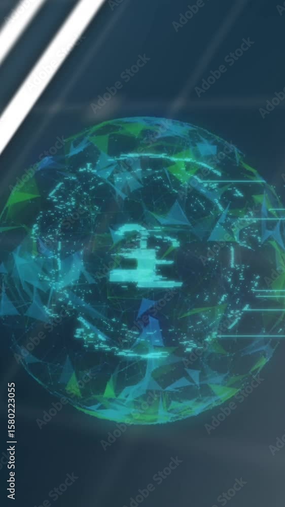 Poster animation of data processing over globe and padlock icon