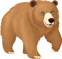 Cartoon bear walking forward. A brown bear with a friendly expression.