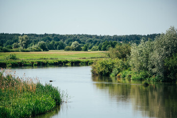 View to a river Wieprz in a sunny day