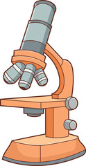 Stylized scientific microscope for labs, researchers and medical testing.